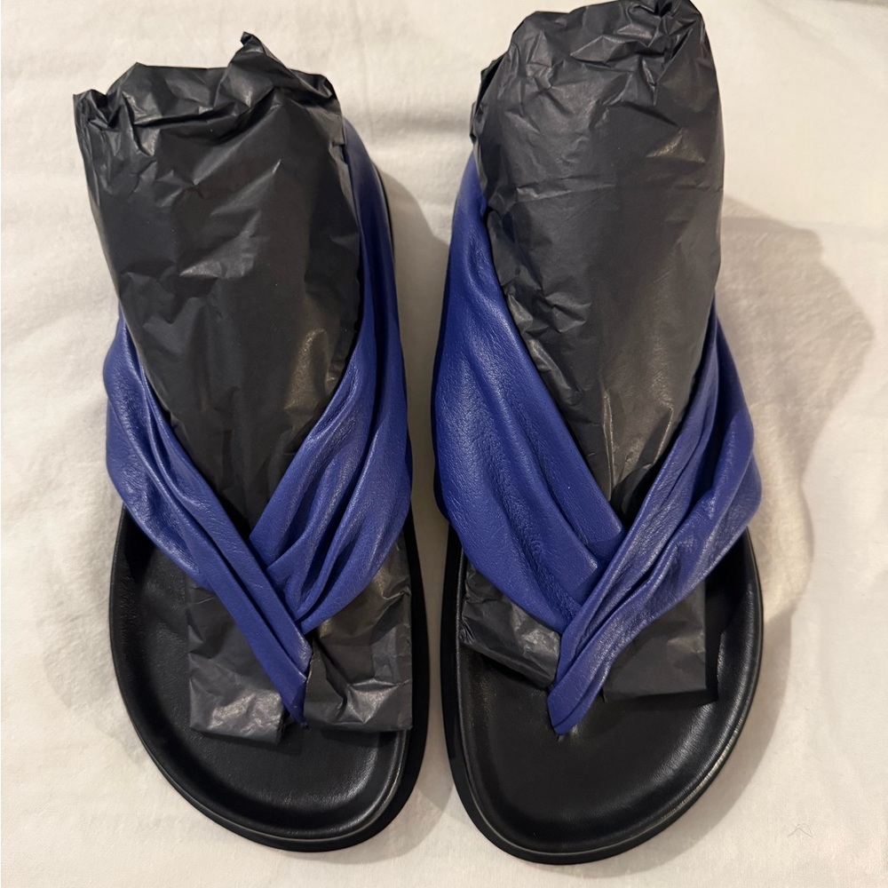 A.Emery Lapis Blue Shaw Sandal New in Box Size 37